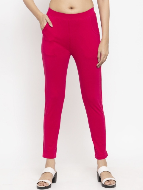 NEUDIS Women Magenta Solid Ankle-Length Leggings