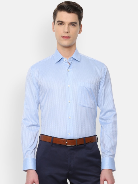 Luxure by Louis Philippe Men Blue Regular Fit Printed Formal Shirt