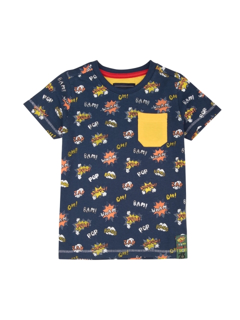 Cherokee Boys Navy Blue Printed Round Neck T-shirt