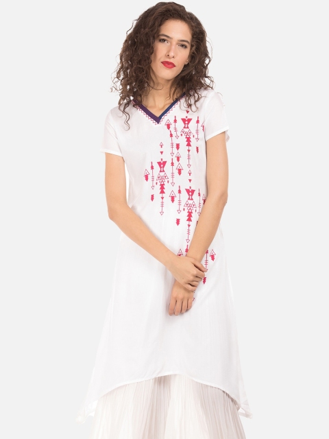 Karigari Women Off-White Printed A-Line Kurta