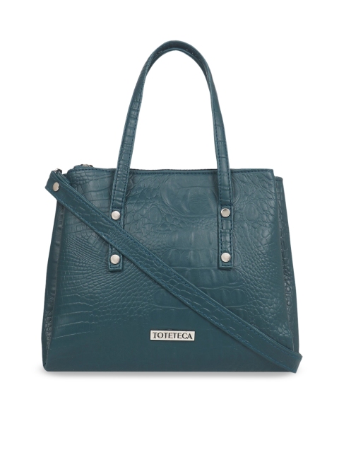 Toteteca Teal Blue Textured Handheld Bag