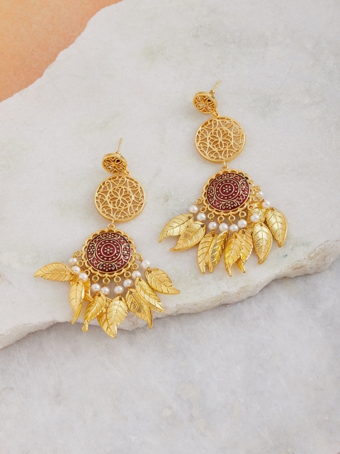 GloBox By ZeroKaata Red Gold-Plated Classic Drop Earrings