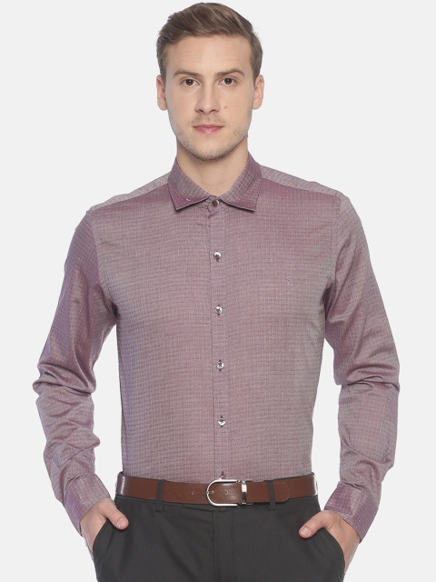 COUPER & COLL Men Purple Premium Slim Fit Self Design Casual Shirt