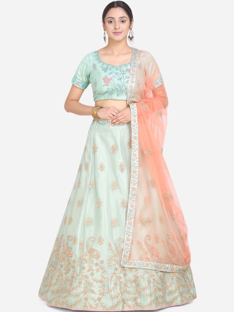 Mitera Women Green & Peach-Coloured Semi-Stitched Lehenga & Unstitched Blouse with Dupatta
Mitera Women Green & Peach-Coloured Semi-Stitched Lehenga & Unstitched Blouse with Dupatta