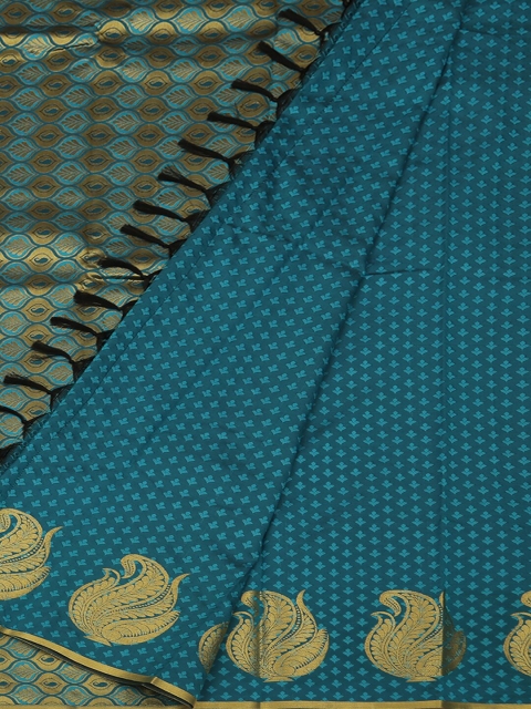 Pothys Blue & Gold-Toned Art Silk Woven Design Saree
