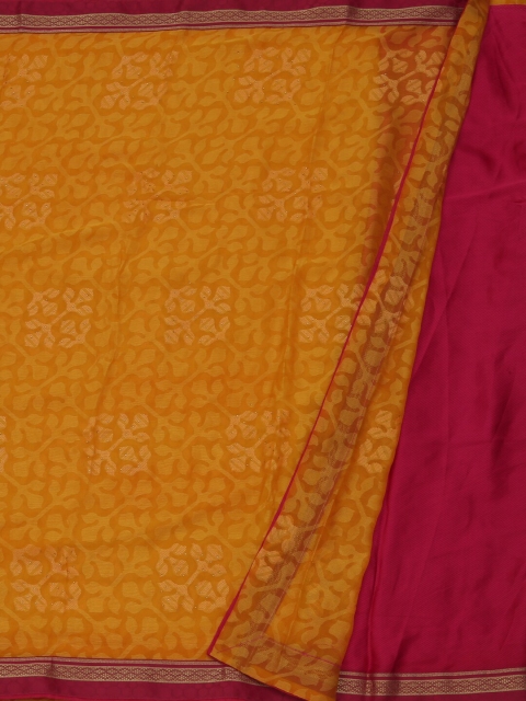 Pothys Yellow & Pink Poly Georgette Printed Saree