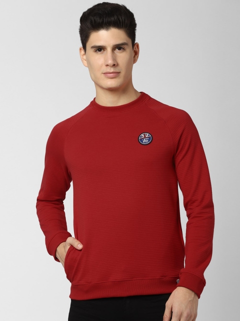 Peter England Casuals Men Red Solid Sweatshirt