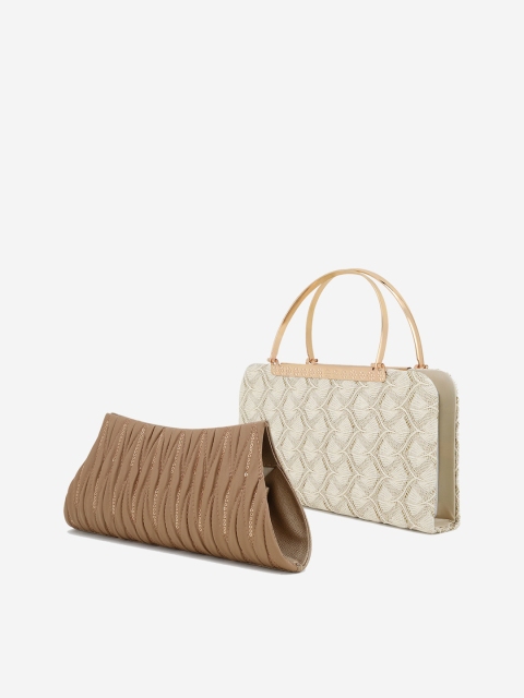Element Cart Set Of 2 Beige & White Embellished Purse Clutches