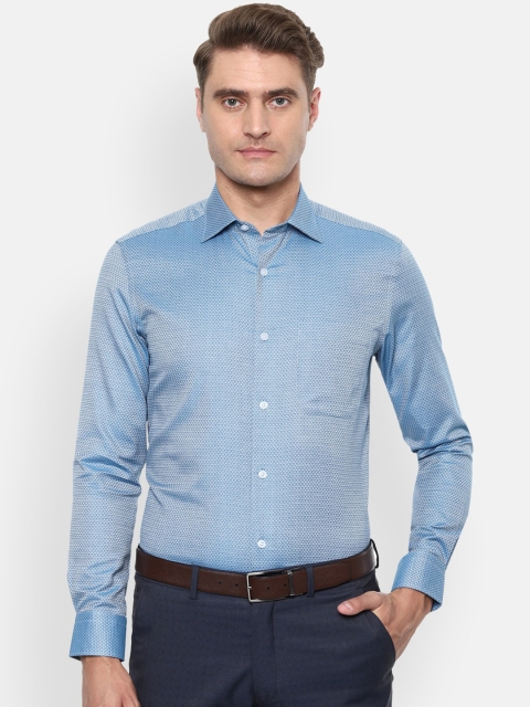 Louis Philippe Men Blue Regular Fit Self Design Formal Shirt