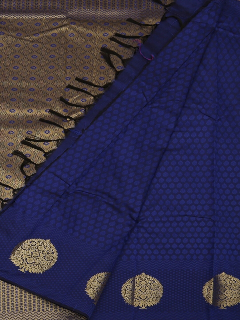 Pothys Blue & Gold-Toned Art Silk Woven Design Saree