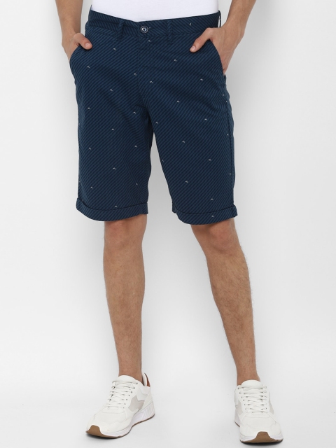 Allen Solly Men Navy Blue Printed Slim Fit Regular Shorts