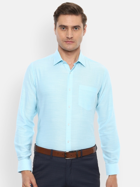 Van Heusen Men Blue Slim Fit Solid Formal Shirt