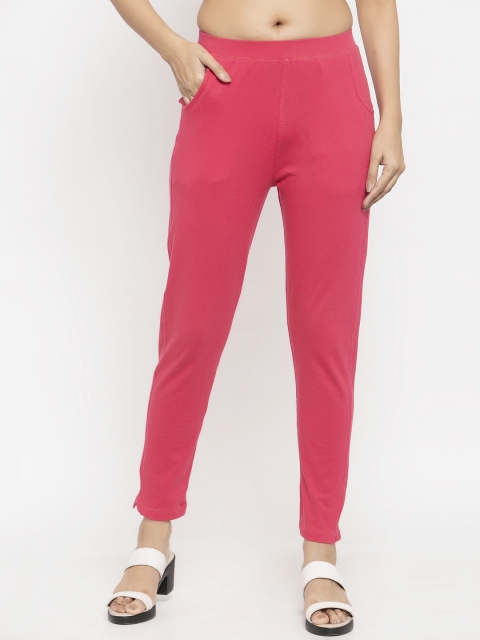 NEUDIS Women Pink Solid Ankle-Length Leggings
