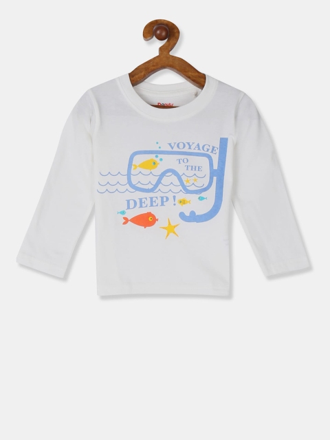 Donuts Boys Off-White Printed Round Neck T-shirt