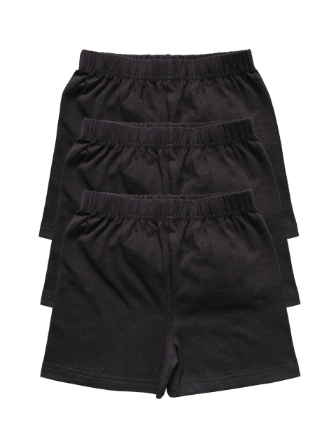 KiddoPanti Girls Black Solid Regular Fit Regular Shorts