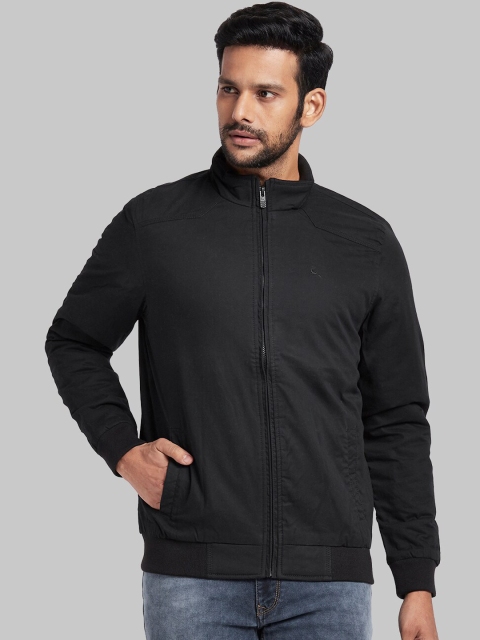 Parx Men Black Solid Open Front Jacket