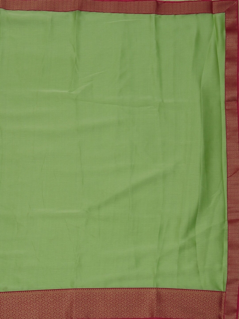 Pothys Green & Pink Poly Georgette Solid Saree