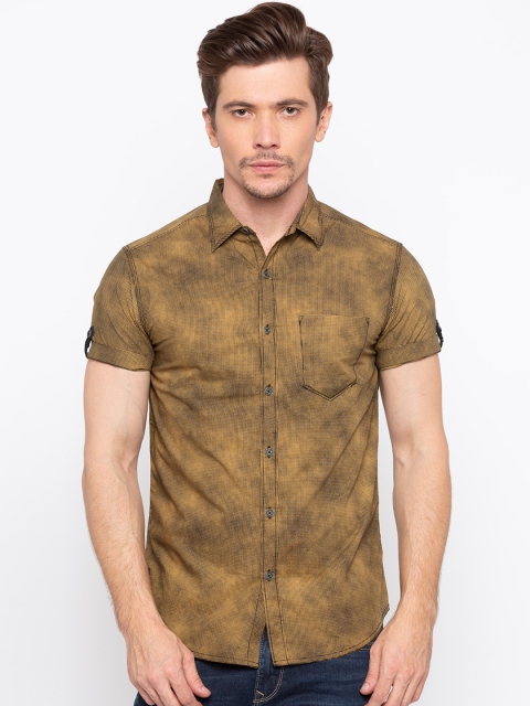 SPYKAR Men Khaki Slim Fit Printed Casual Shirt
