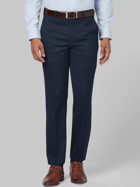 Park Avenue Men Blue Regular Fit Solid Formal Trousers