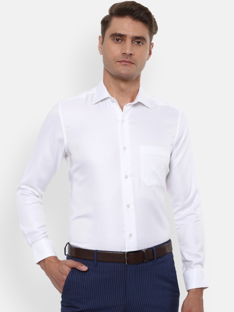 Louis Philippe Men White Regular Fit Solid Formal Shirt