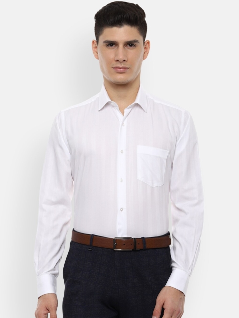Van Heusen Men White Regular Fit Solid Formal Shirt
