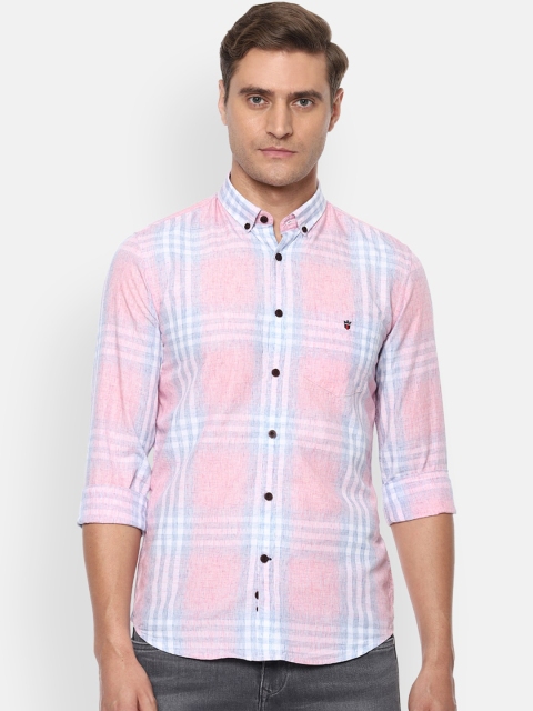 Louis Philippe Sport Men Pink & Blue Slim Fit Checked Casual Shirt