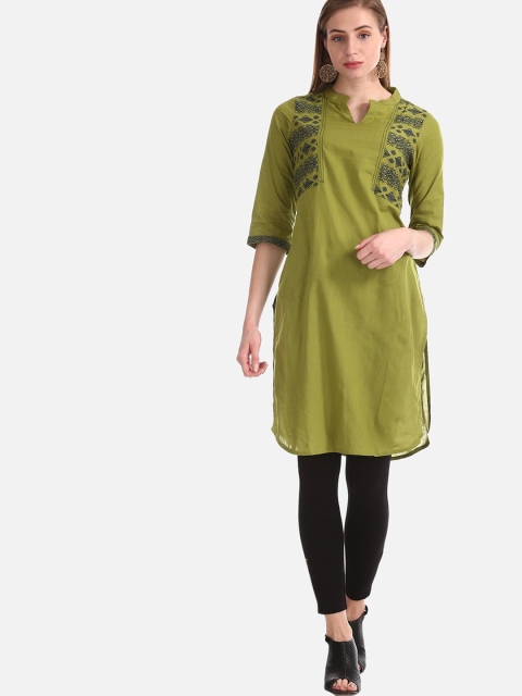Karigari Women Green Printed Pathani Kurta