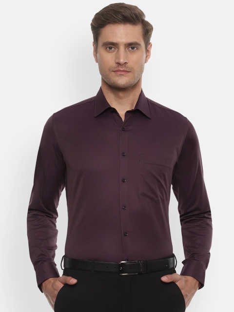 Van Heusen Men Maroon Slim Fit Self Design Formal Shirt