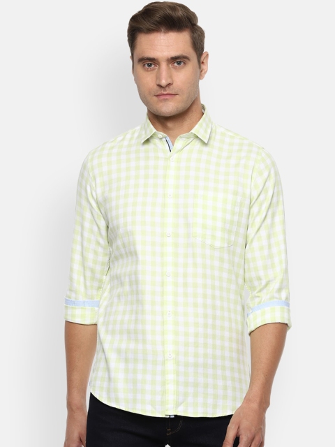 Van Heusen Sport Men Green & White Slim Fit Checked Casual Shirt