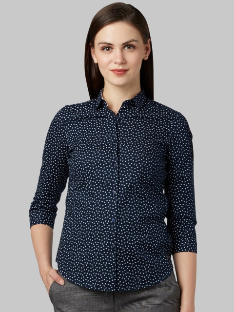 Park Avenue Woman Women Blue Regular Fit Printed Casual Shirt