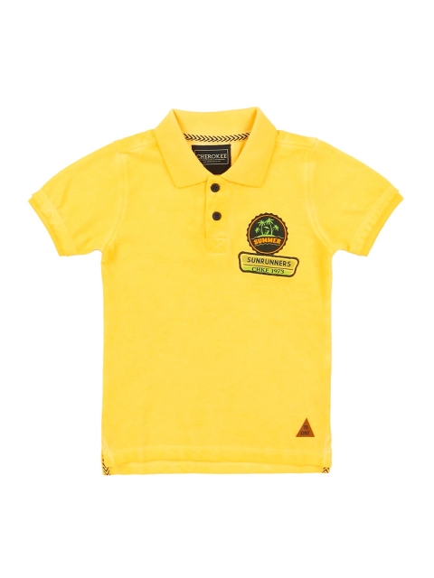 Cherokee Boys Yellow Printed Polo Collar T-shirt