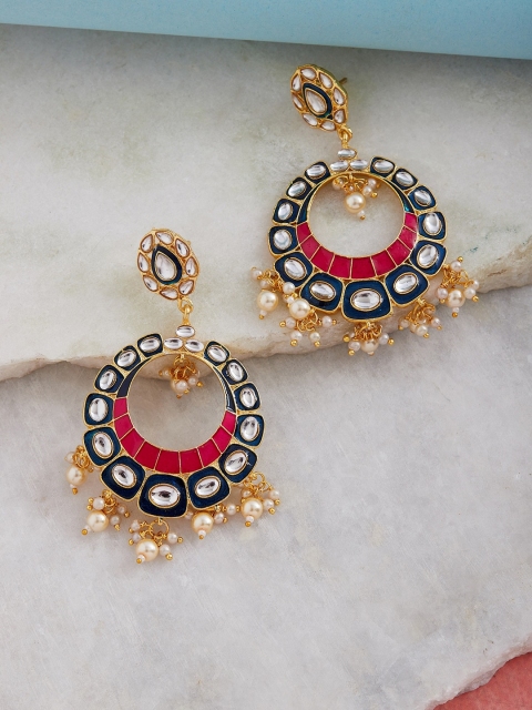 GloBox By ZeroKaata Gold-Plated & Navy Blue Classic Chandbalis