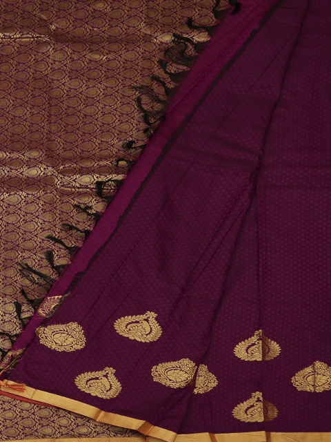 Pothys Violet & Gold-Toned Art Silk Woven Design Saree