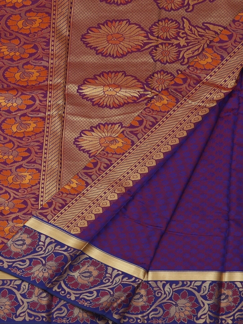 Pothys Orange & Purple Art Silk Woven Design Saree