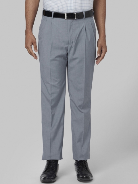 Park Avenue Men Blue Regular Fit Solid Formal Trousers