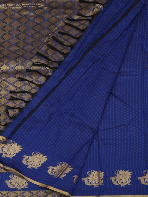 Pothys Blue & Gold-Toned Art Silk Woven Design Saree