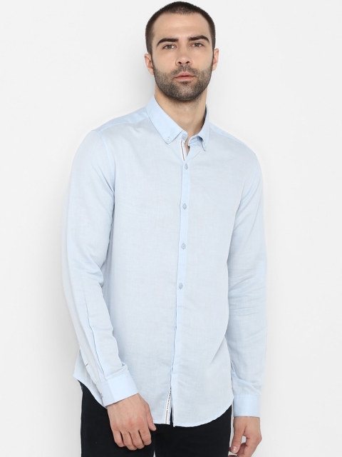 SPYKAR Men Blue Slim Fit Solid Casual Shirt