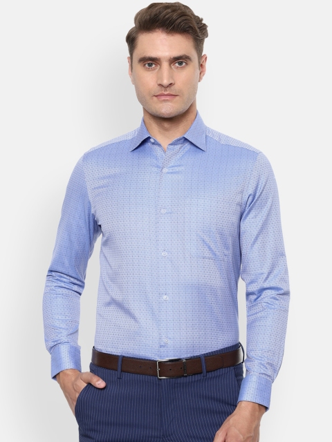 Louis Philippe Men Blue Regular Fit Printed Formal Shirt