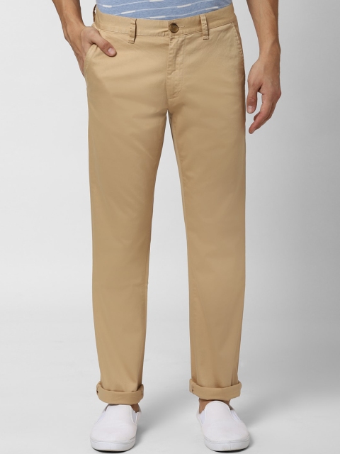 Peter England Casuals Men Beige Slim Fit Solid Regular Trousers