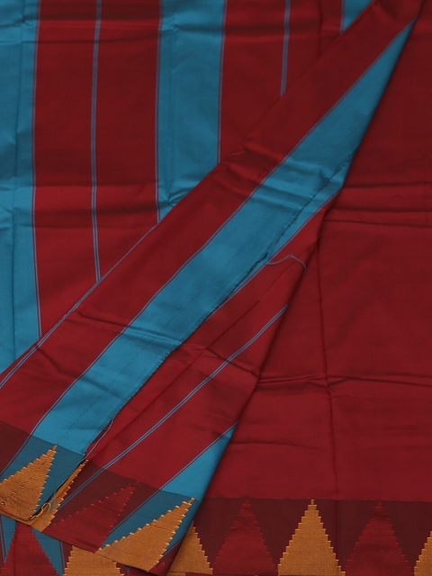 Pothys Blue & Red Art Silk Colourblocked Saree