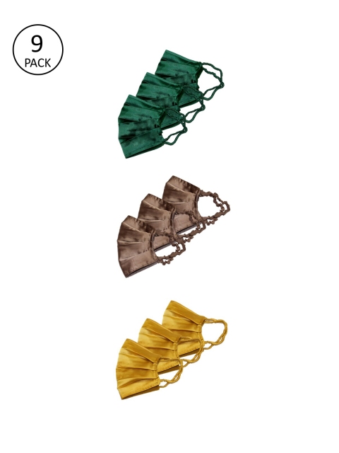 Bellofox Women Pack of 9 Solid Satin 3-Ply Anti-Pollution Reusable Cloth Masks, Green
Bellofox Women Pack of 9 Solid Satin 3-Ply Anti-Pollution Reusable Cloth Masks, Green