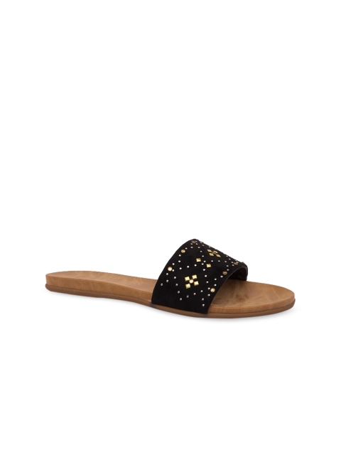 Inc 5 Women Black Embellished Open Toe Flats
