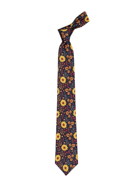 Tossido Men Black & Yellow Printed Broad Tie