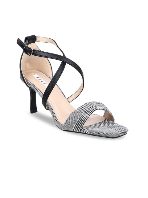 ELLE Women Black & White Printed Heels