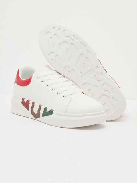 shoexpress Women White Printed Sneakers