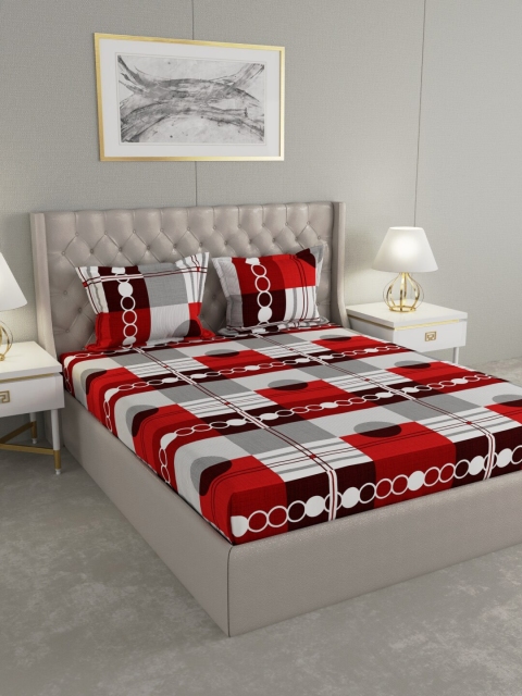 Raymond Home White & Red Geometric 104 TC Cotton Double Queen Bedsheet With 2 Pillow Covers
Raymond Home White & Red Geometric 104 TC Cotton Double Queen Bedsheet With 2 Pillow Covers