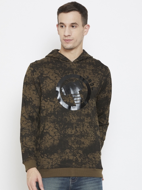 Marvel by Wear Your Mind Men Brown Printed Hooded Sweatshirt