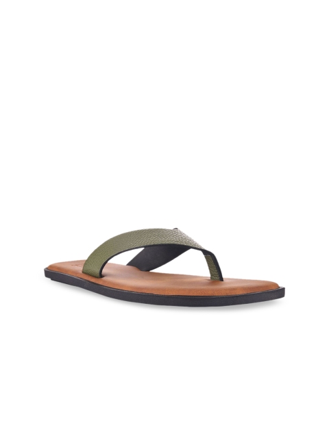 SKO Men Rust & Olive Solid Leather Sandals