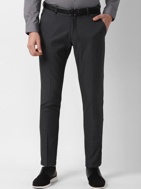 Louis Philippe Sport Men Black Slim Fit Printed Formal Trousers