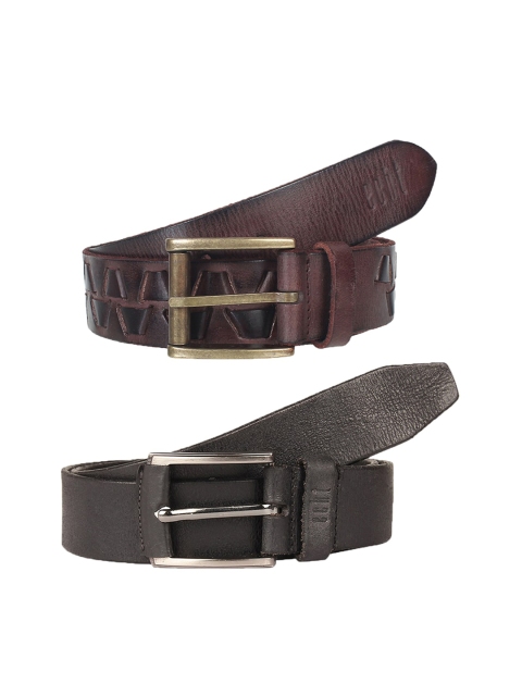 Echt Men Multi Coloured Genuine Leather Pack Of 2 Belts
